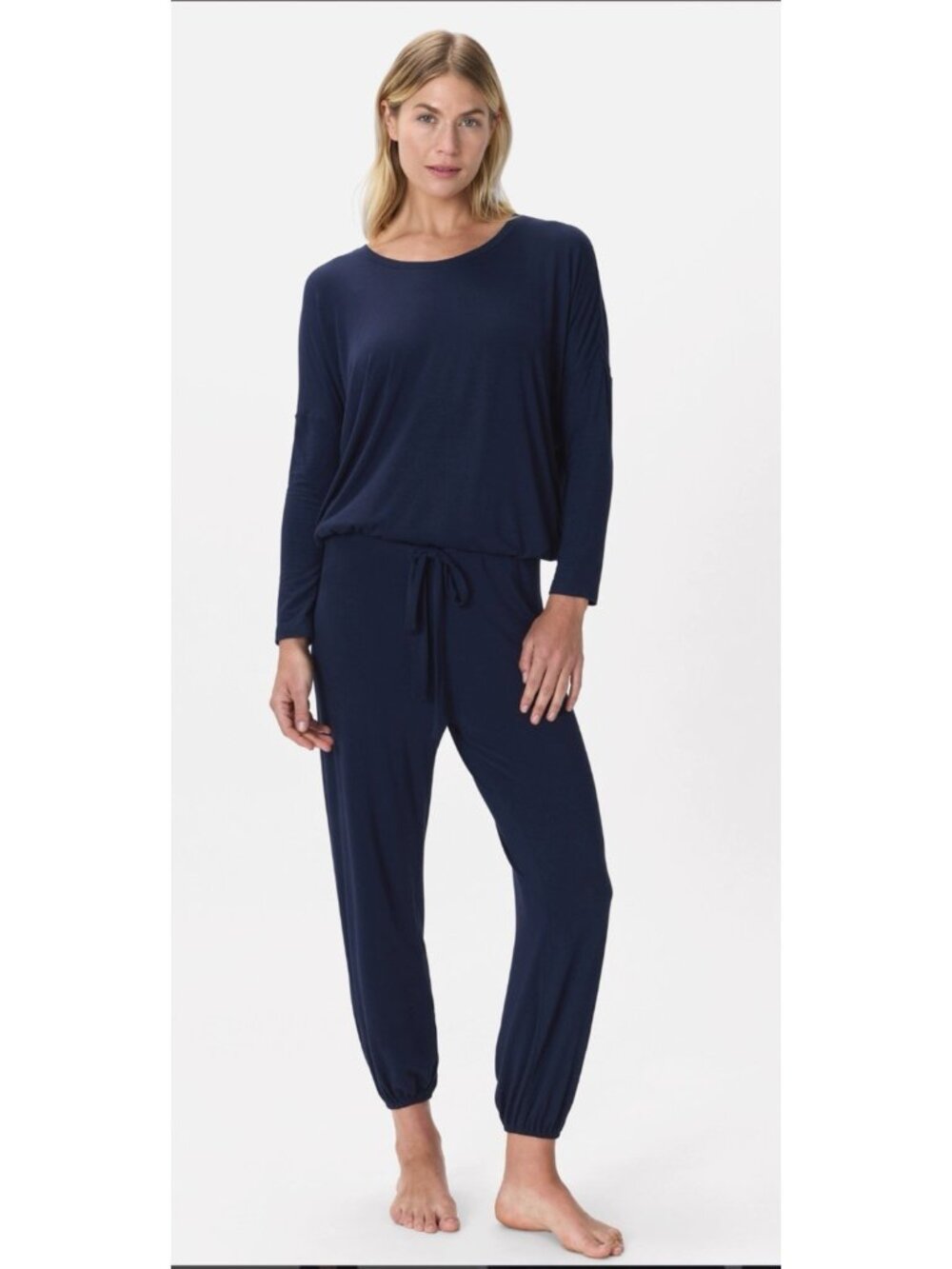 QUINCE Bamboo Jersey Slouchy Pajama Set navy blue XS loungewear relaxed sleep